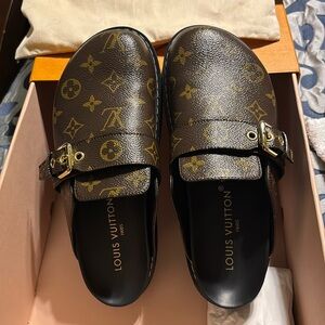 LV clog mule shoes with original box, dust bag for each shoe and receipt.
